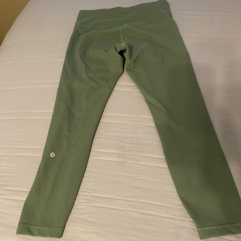 Lululemon Align Ribbed High Rise Leggings Sage Green Size 10 Yoga Athleisure